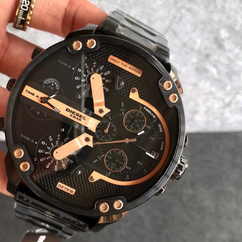 Diesel DZ7312 Big Daddy Chronograph Men's Watch – Black Dial & Black Stainless Steel Strap