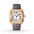 Santos de Cartier Medium Model | 35mm, 18K Rose Gold, Alligator Leather, Silver Dial