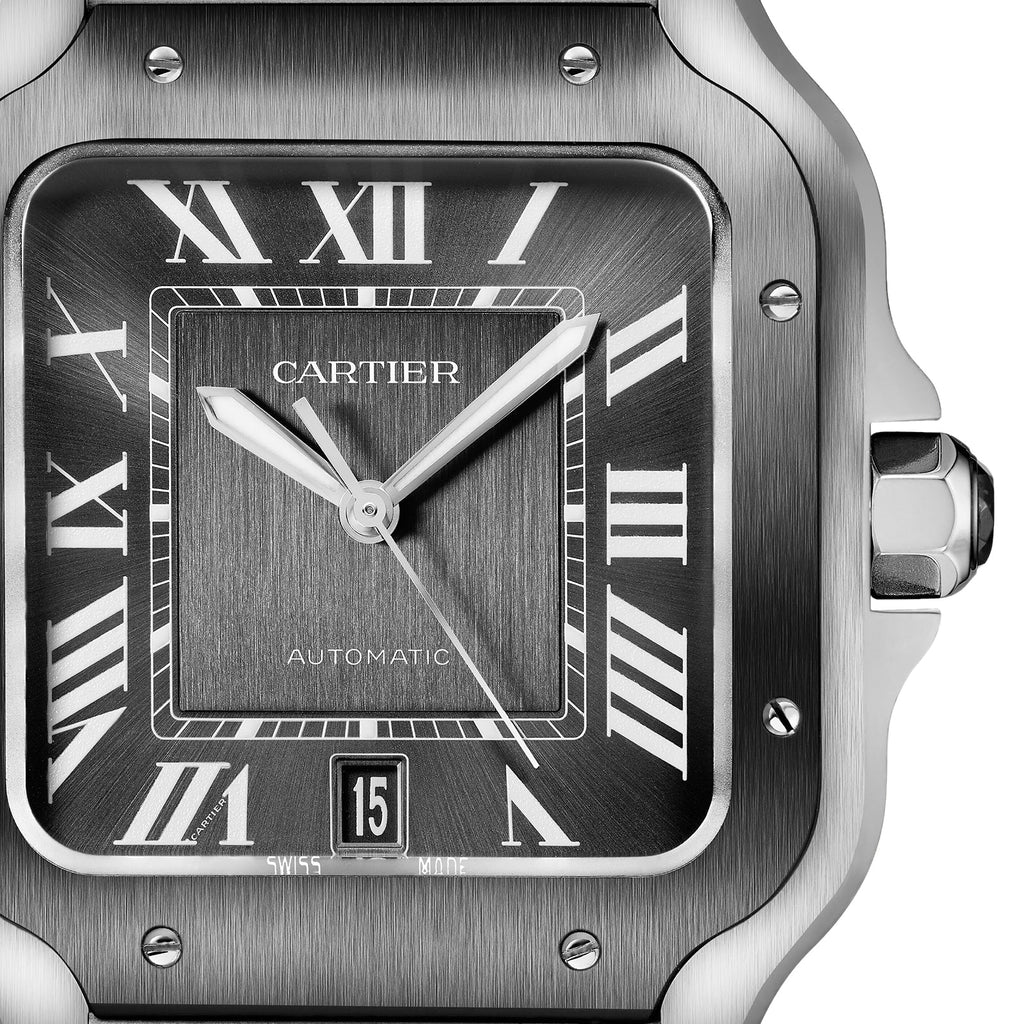 Santos de Cartier Large Model | 40mm, Two-Tone Steel & ADLC, Steel, Grey Dial