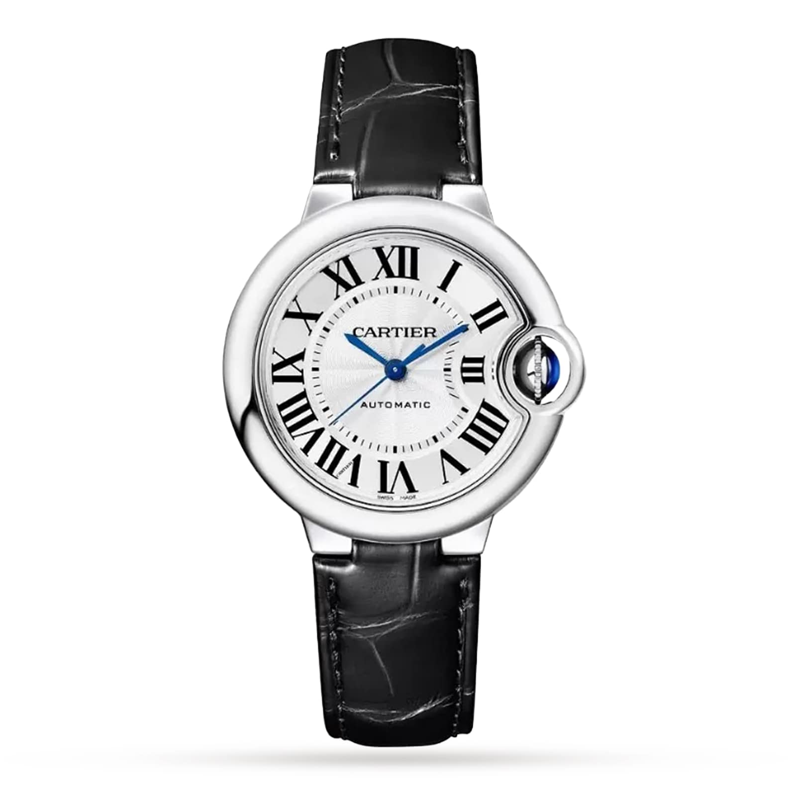 Ballon Bleu de Cartier 33 | 33mm, Steel, Alligator Leather, Silver Dial