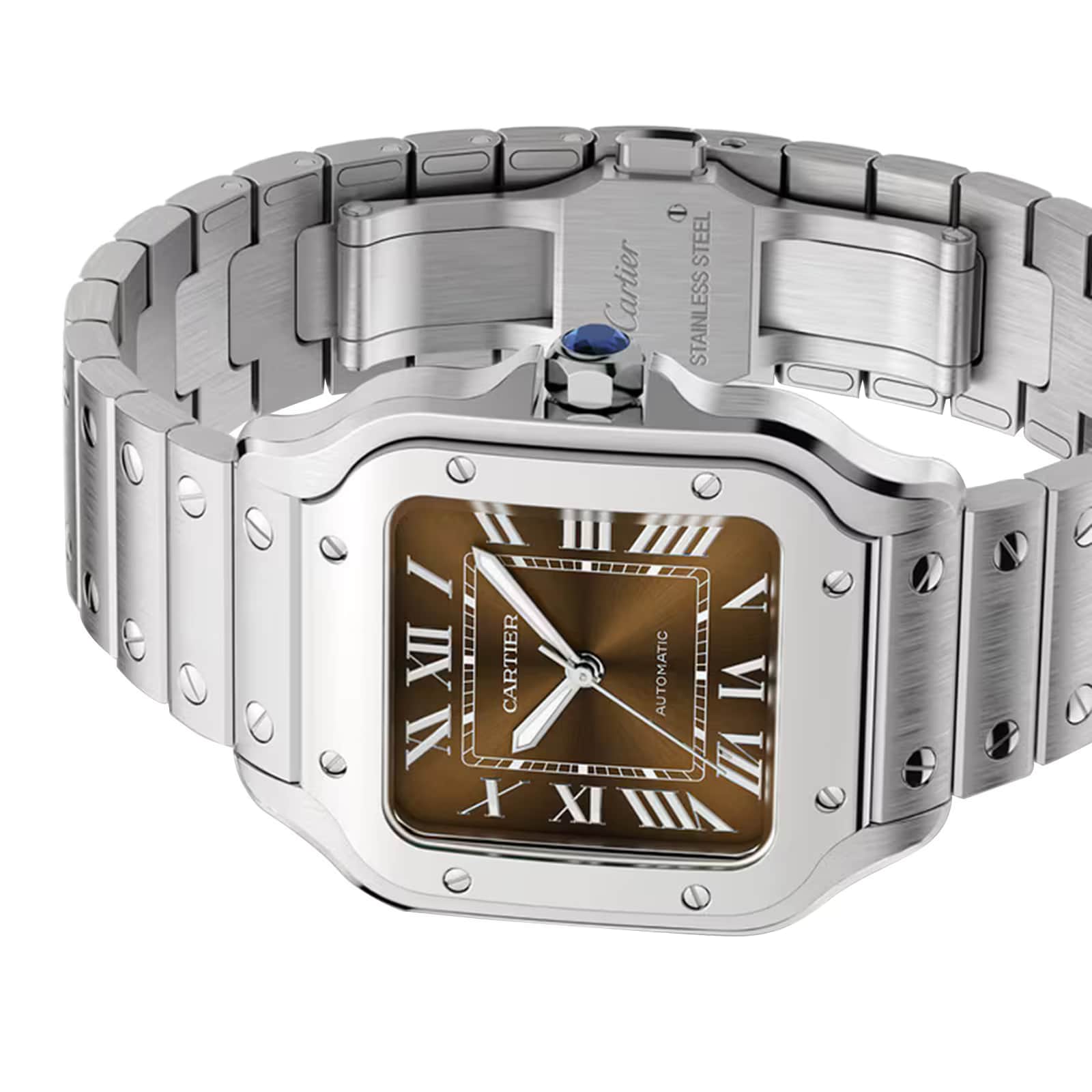 Santos de Cartier Medium Model | 35mm, Steel, Brown Dial