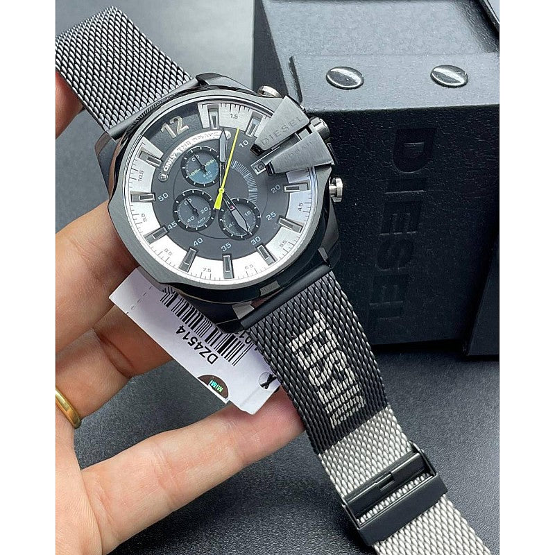 Diesel DZ4514 Mega Chief Chronograph Men's Watch – Black Dial & Black Mesh Bracelet
