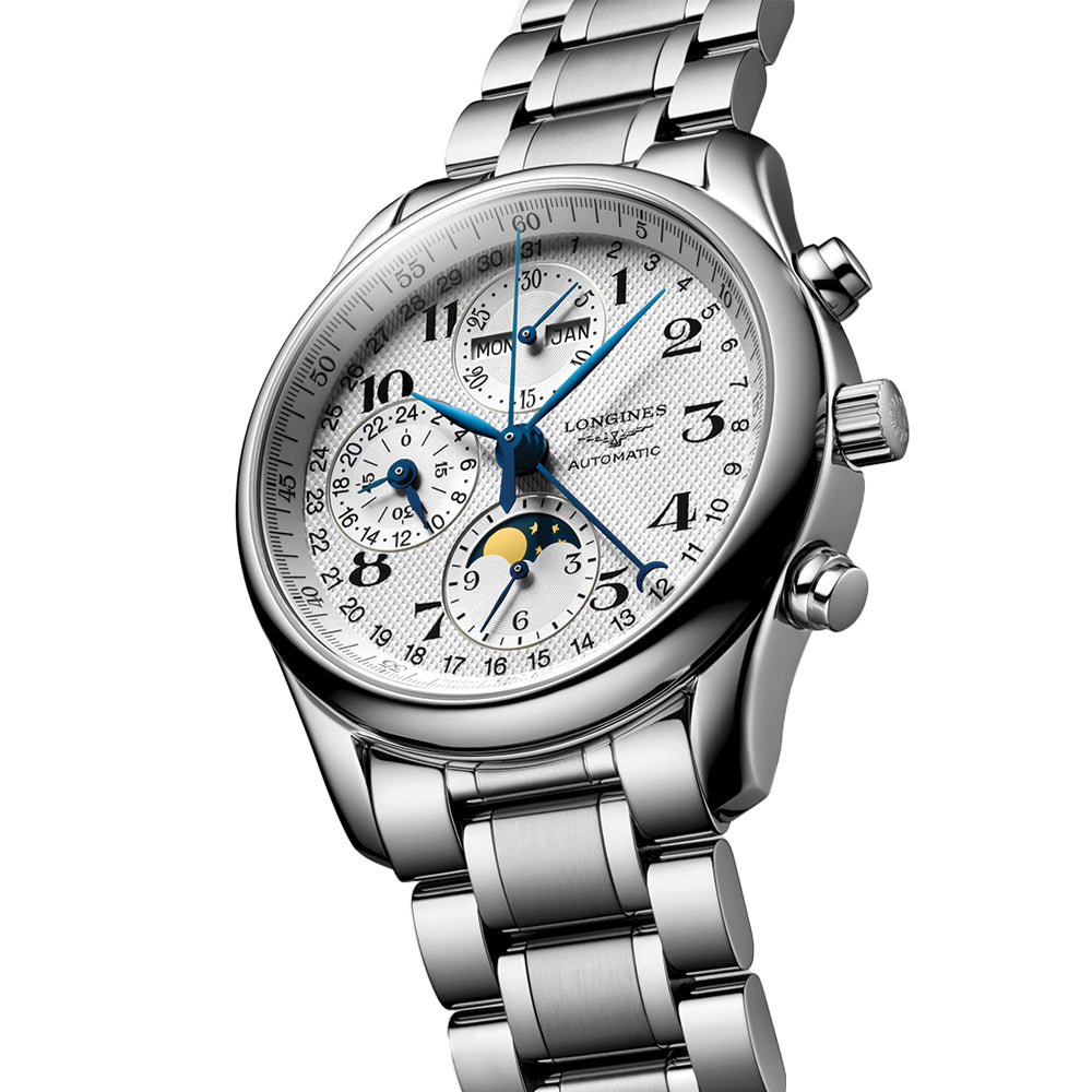 longines Master Collection Chronograph Moonphase 40mm - Silver on Bracelet