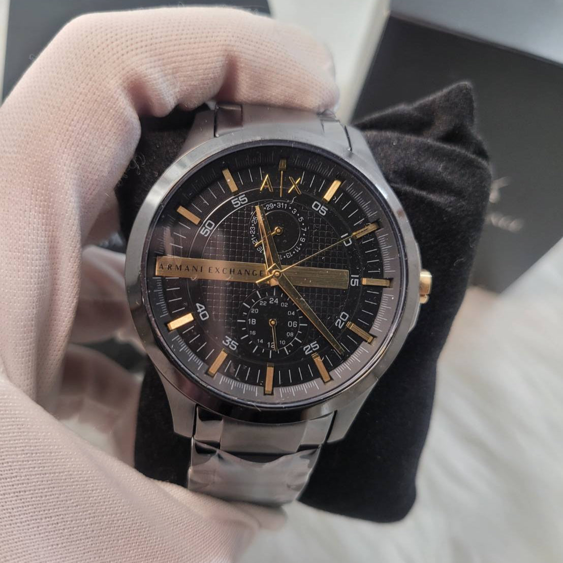 Armani Exchange Hampton AX2121 Men's Chronograph Watch – Black Dial with Black Stainless Steel Strap