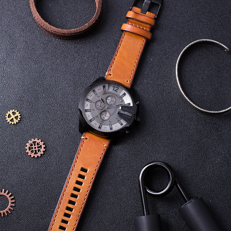 Diesel DZ4463 Mega Chief Chronograph Men's Watch – Grey Dial & Brown Leather Strap