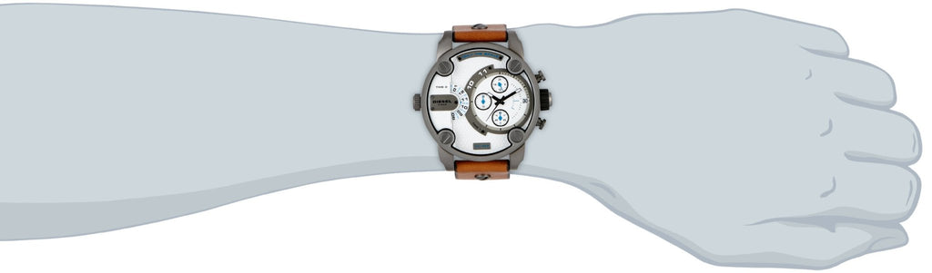 Diesel DZ7269 SBA Dual Time Chronograph Men's Watch – White Dial & Brown Leather Strap