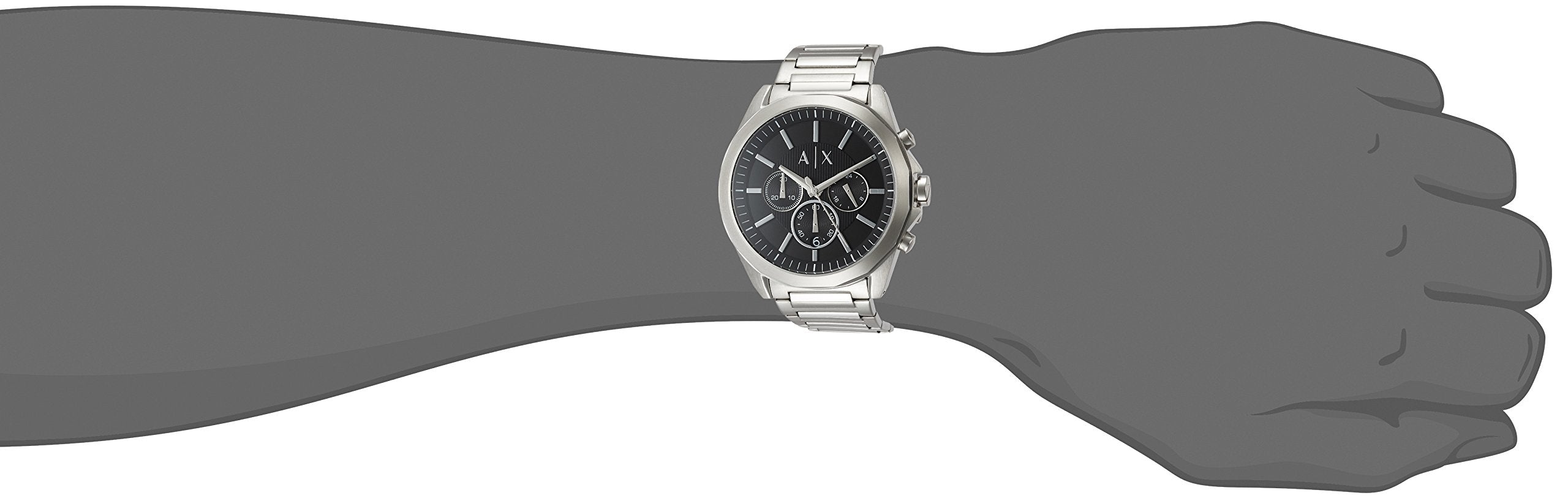 Armani Exchange Drexler AX2600 Men's Chronograph Watch – Black Dial with Silver Stainless Steel Strap