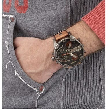 Diesel DZ7332 Mr. Daddy 2.0 Chronograph Men's Watch – Black Dial & Brown Leather Strap