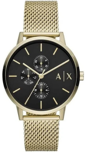 Armani Exchange Cayde AX2715 Men's Chronograph – Black Dial with Gold Mesh Stainless Steel Strap