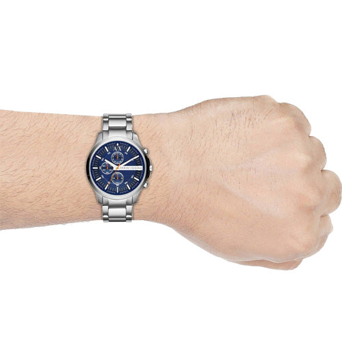 Armani Exchange Hampton AX2155 Men's Chronograph Watch – Blue Dial with Silver Stainless Steel Strap