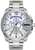 Diesel DZ4477 Mega Chief Chronograph Men's Watch – White Dial & Silver Stainless Steel Strap