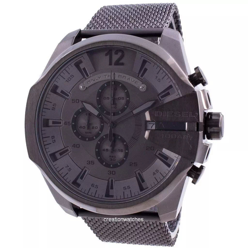 Diesel DZ4527 Mega Chief Chronograph Men's Watch – Black Dial & Black Mesh Strap