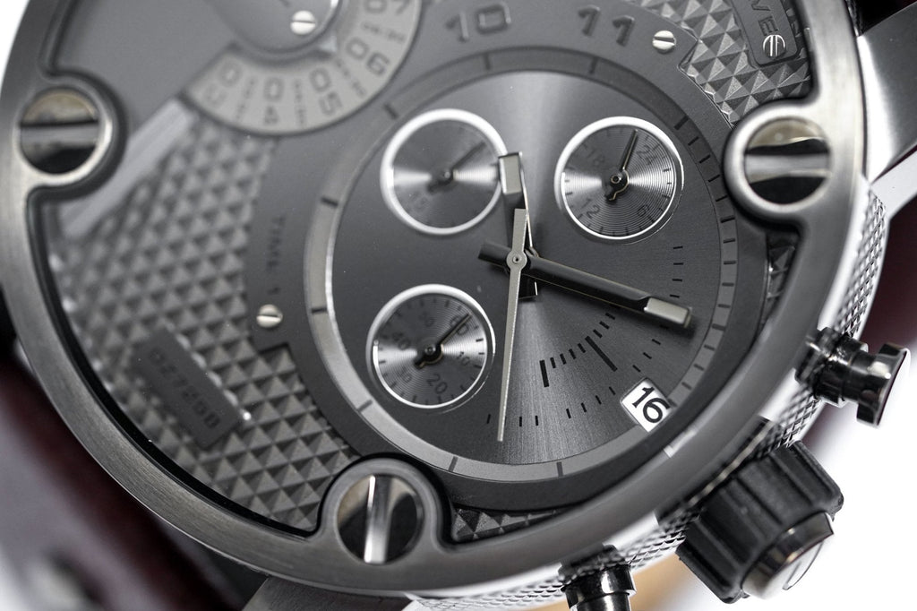 Diesel DZ7263 Little Daddy Dual Time Chronograph Men's Watch – Grey Dial & Stainless Steel Strap