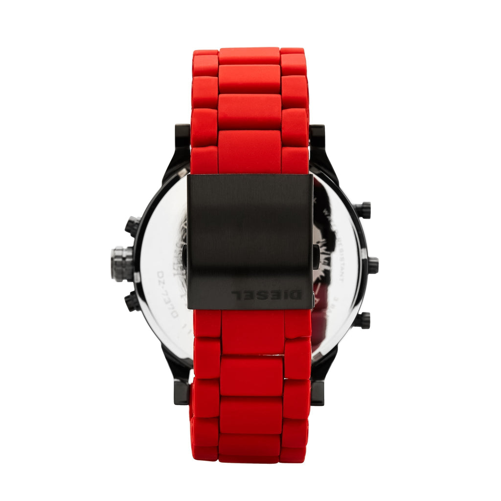 Diesel DZ7370 Mr. Daddy 2.0 Chronograph Men's Watch – Black Dial & Red Silicone Strap