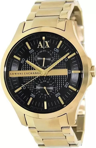 Armani Exchange Hampton AX2122 Men's Chronograph Watch – Black Dial with Gold Stainless Steel Strap