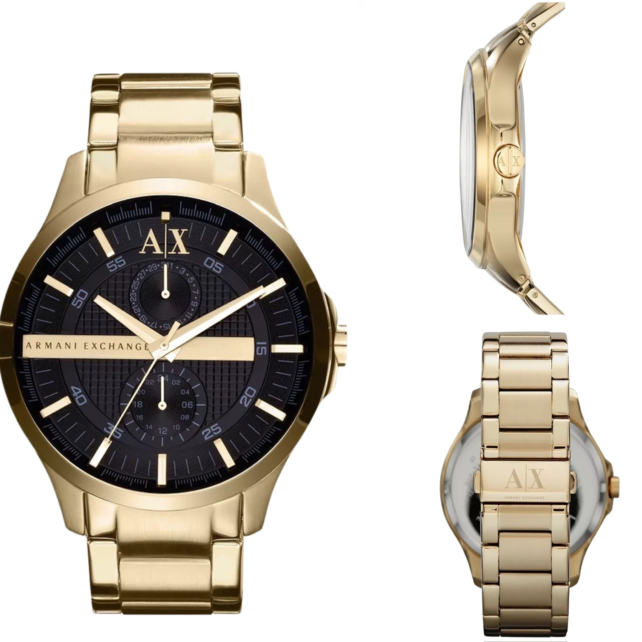 Armani Exchange Hampton AX2122 Men's Chronograph Watch – Black Dial with Gold Stainless Steel Strap
