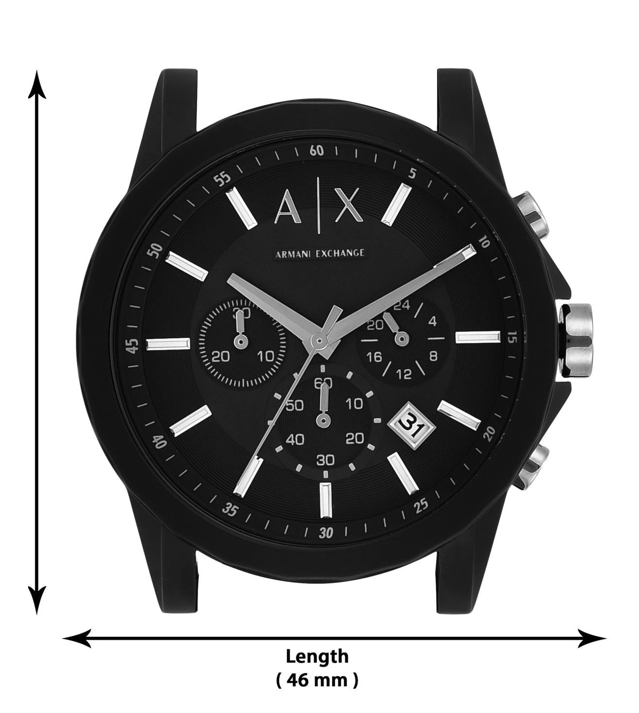 Armani Exchange Outerbanks AX1326 Men's Chronograph Watch – Black Dial with Black Silicone Strap