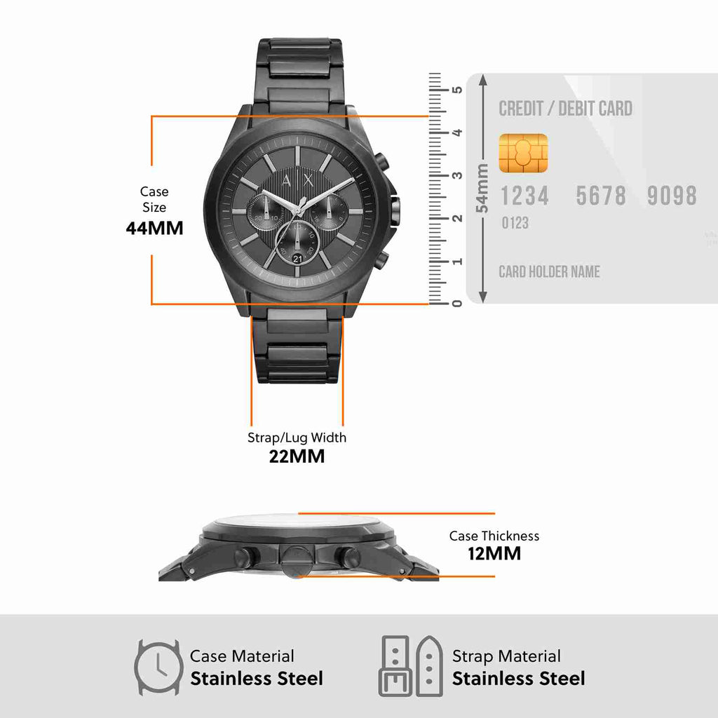 Armani Exchange Drexler AX2601 Men's Chronograph Watch – Black Dial with Black Stainless Steel Strap
