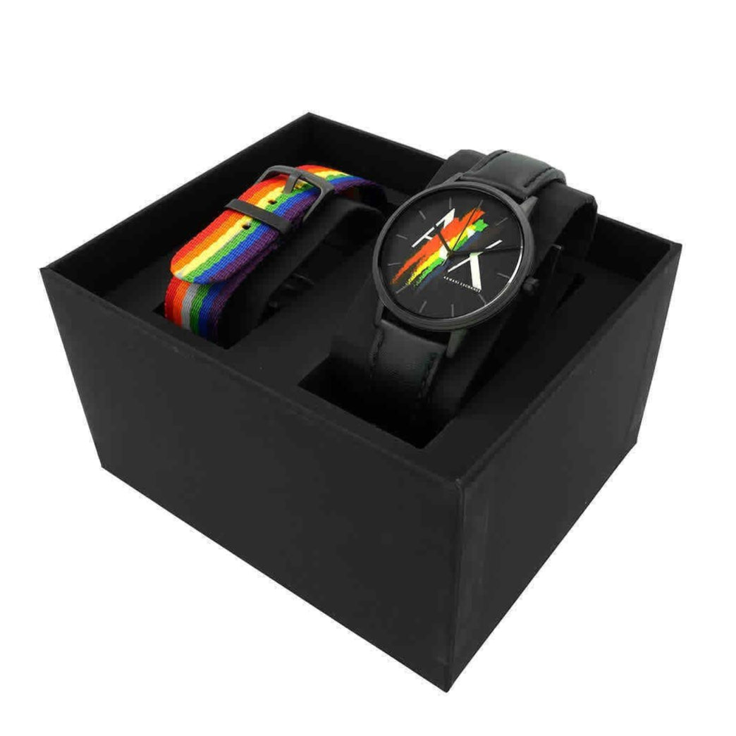 Armani Exchange Cayde AX7120 Men's Analog Watch – Black Dial with Black Leather Strap
