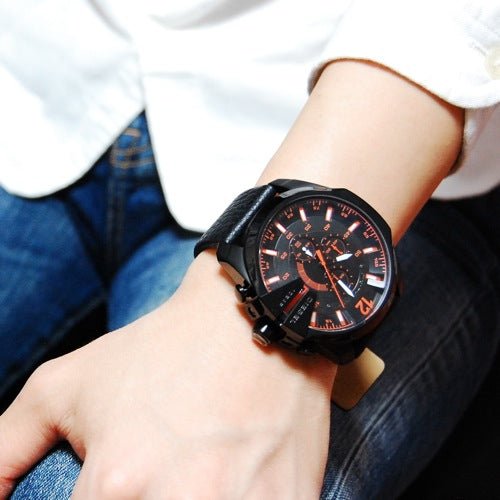 Diesel DZ4291 Mega Chief Chronograph Men's Watch – Black Dial & Black Leather Strap