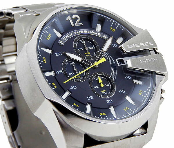 Diesel DZ4465 Mega Chief Chronograph Men's Watch – Blue Dial & Silver Stainless Steel Strap
