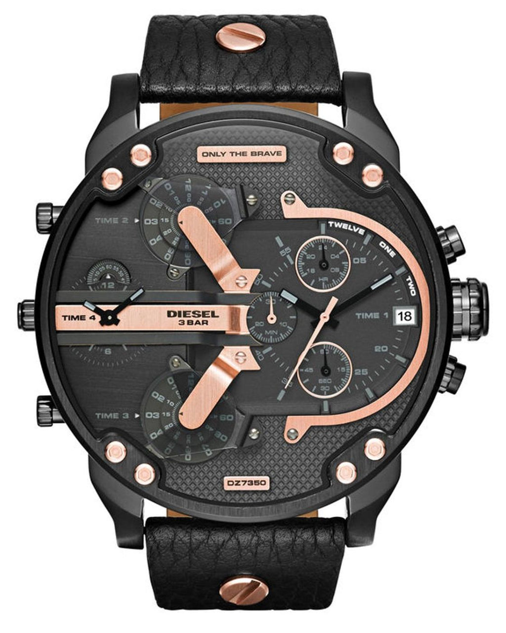 Diesel DZ7350 Mr. Daddy 2.0 Chronograph Men's Watch – Black Dial & Black Leather Strap