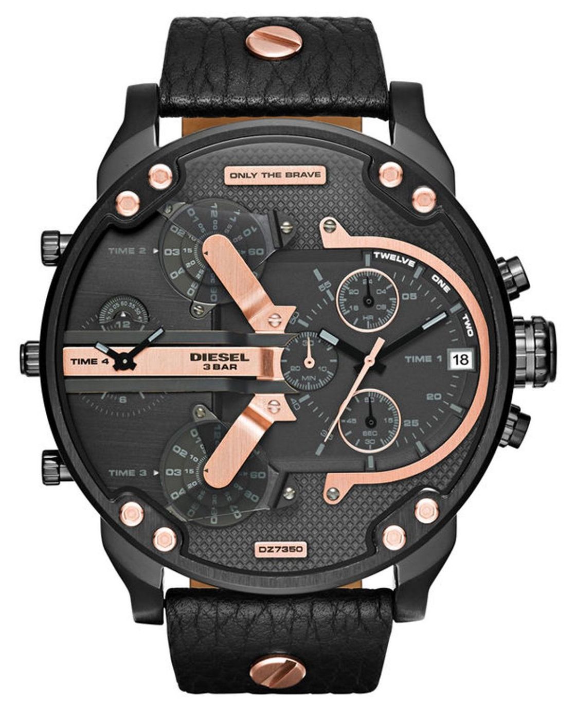 Diesel DZ7350 Mr. Daddy 2.0 Chronograph Men's Watch – Black Dial & Black Leather Strap