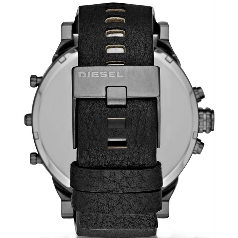 Diesel DZ7350 Mr. Daddy 2.0 Chronograph Men's Watch – Black Dial & Black Leather Strap