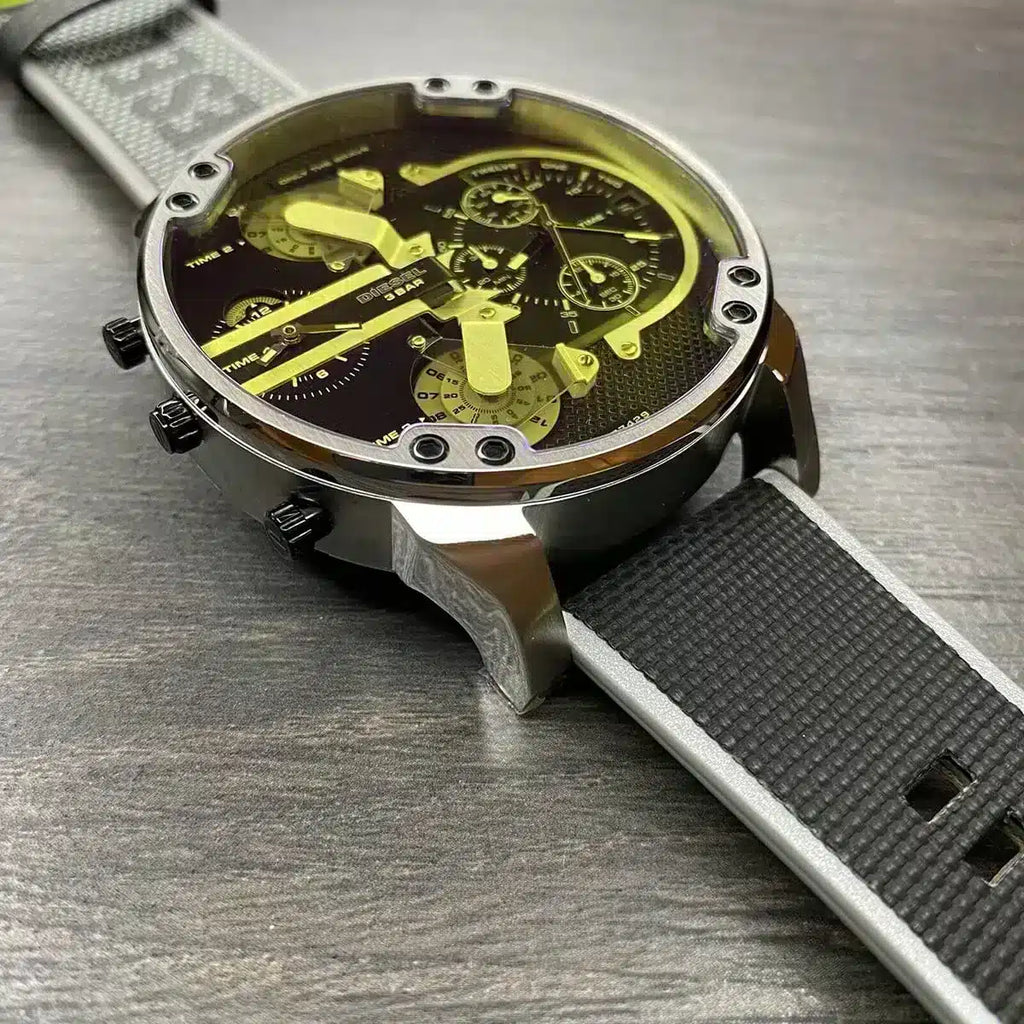 Diesel DZ7429 Mr. Daddy 2.0 Chronograph Men's Watch – Black Dial & Grey Nylon Strap