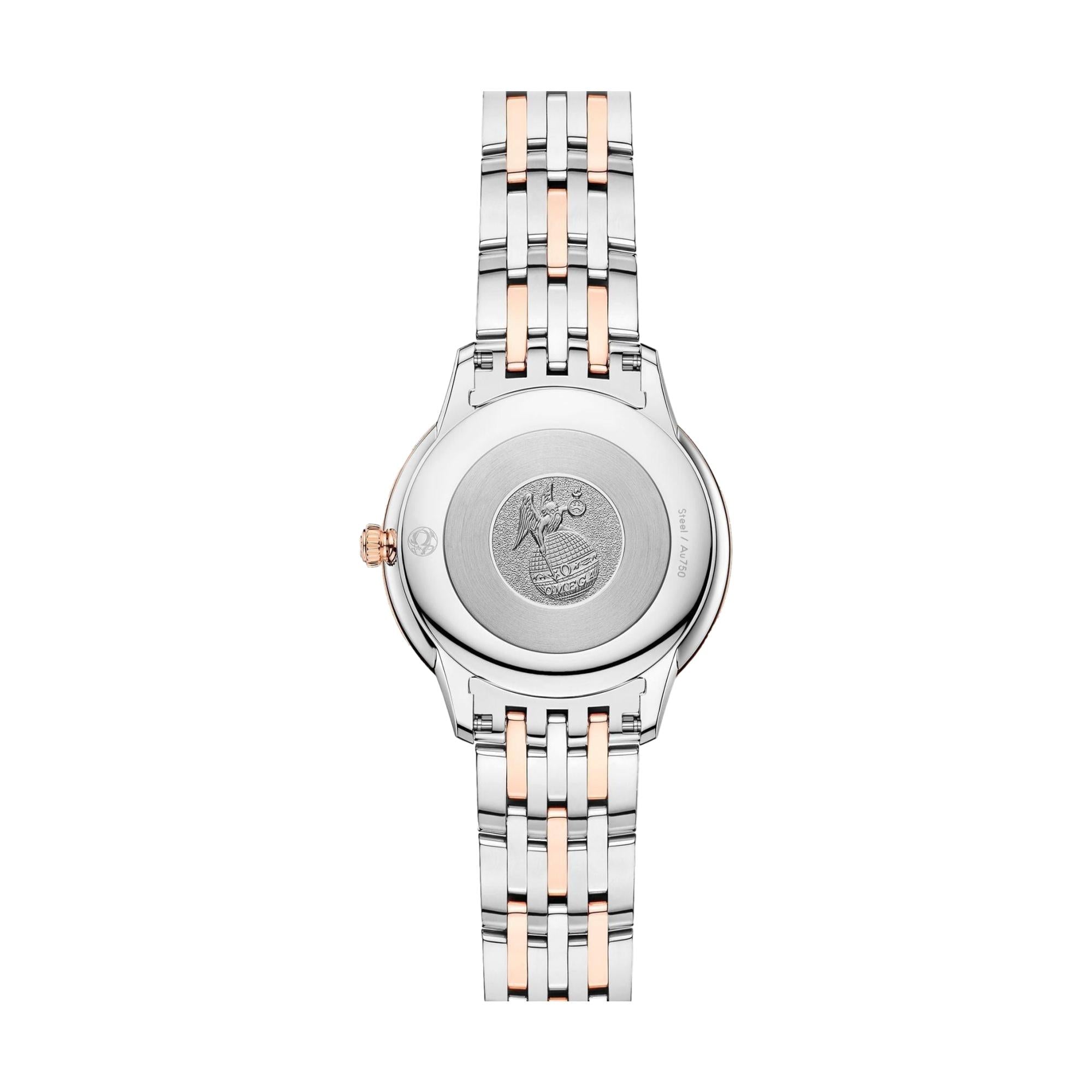 OMEGA De Ville Prestige Quartz Steel and Sedna Gold 30mm - White, Mother-of-Pearl on Bracelet
