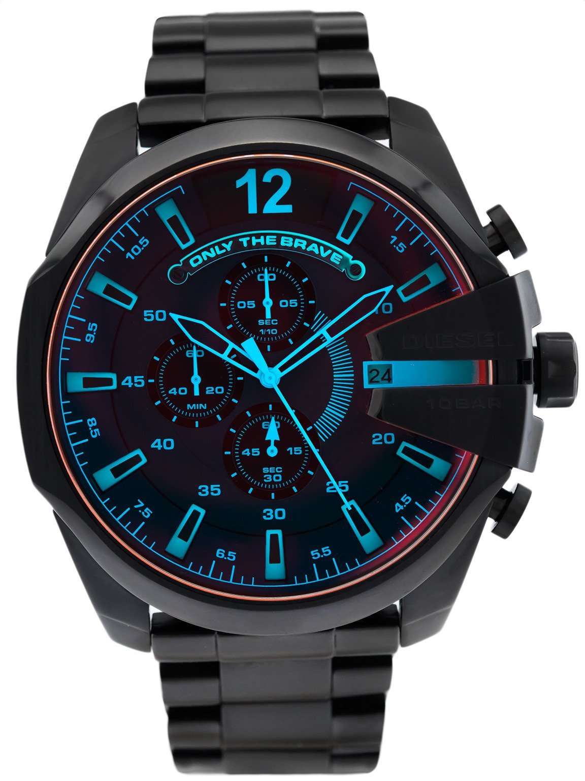 Diesel DZ4318 Mega Chief Chronograph Men's Watch – Black Dial & Black Steel Strap