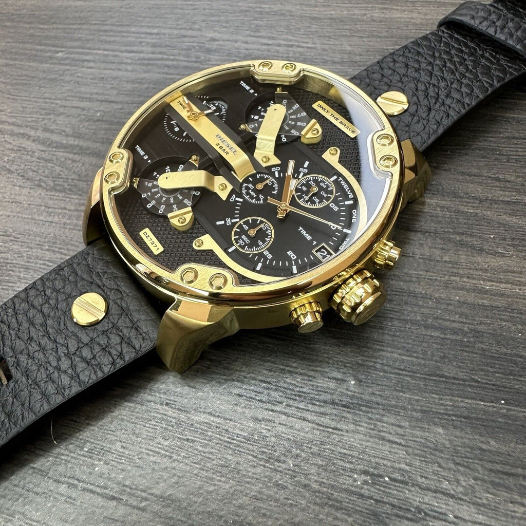 Diesel DZ7371 Mr. Daddy Chronograph Men's Watch – Black Dial & Black Leather Strap