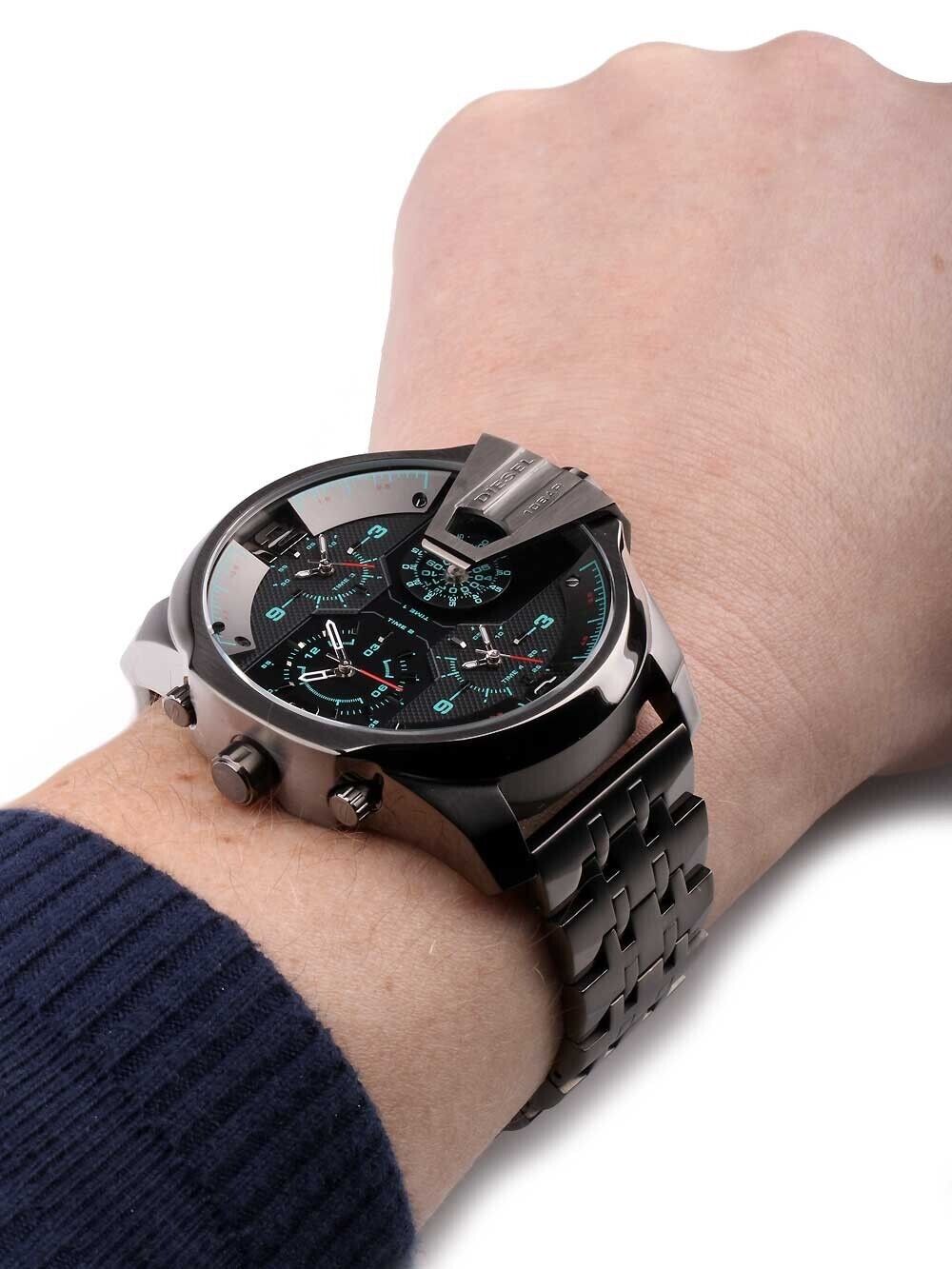 Diesel DZ7372 Uber Chief Chronograph Men's Watch – Black Dial & Grey Stainless Steel Strap