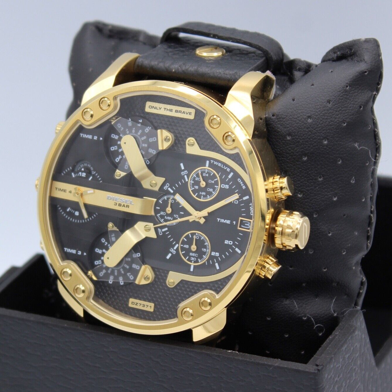 Diesel DZ7371 Mr. Daddy Chronograph Men's Watch – Black Dial & Black Leather Strap