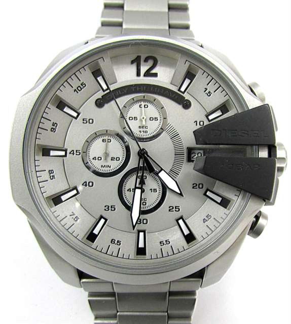 Diesel DZ4501 Mega Chief Chronograph Men's Watch – Silver Dial & Silver Stainless Steel Strap