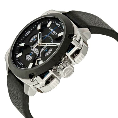 Diesel DZ7345 BAMF Chronograph Men's Watch – Black Dial & Black Leather Strap
